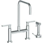 Watermark - Deck Mounted Bridge Square Top Kitchen Faucet with Independent Side Spray - Vintage Copper