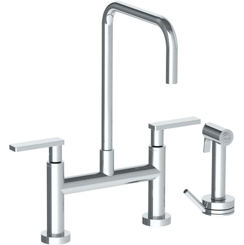 Watermark - Deck Mounted Bridge Square Top Kitchen Faucet with Independent Side Spray - Vintage Copper