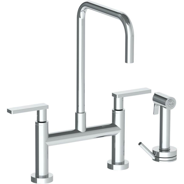 Watermark - Deck Mounted Bridge Square Top Kitchen Faucet with Independent Side Spray - Vintage Copper