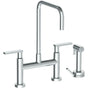 Watermark - Deck Mounted Bridge Square Top Kitchen Faucet with Independent Side Spray - Vintage Copper