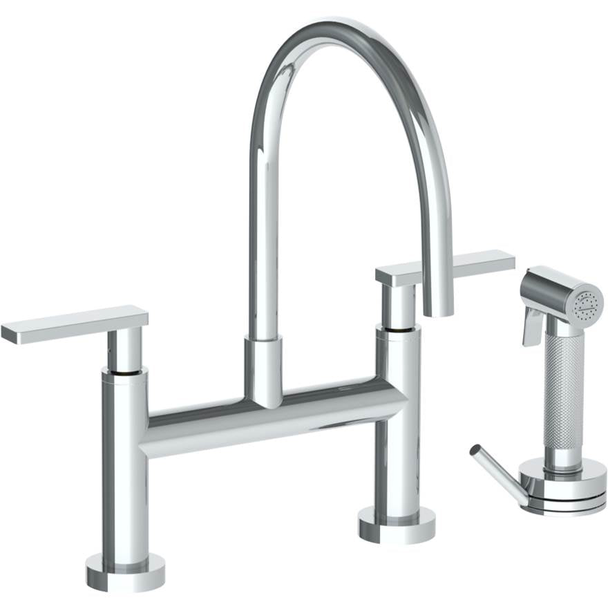 Watermark - Deck Mounted Bridge Gooseneck Kitchen Faucet with Independent Side Spray - Vintage Copper