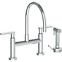 Watermark - Deck Mounted Bridge Gooseneck Kitchen Faucet with Independent Side Spray - Vintage Copper