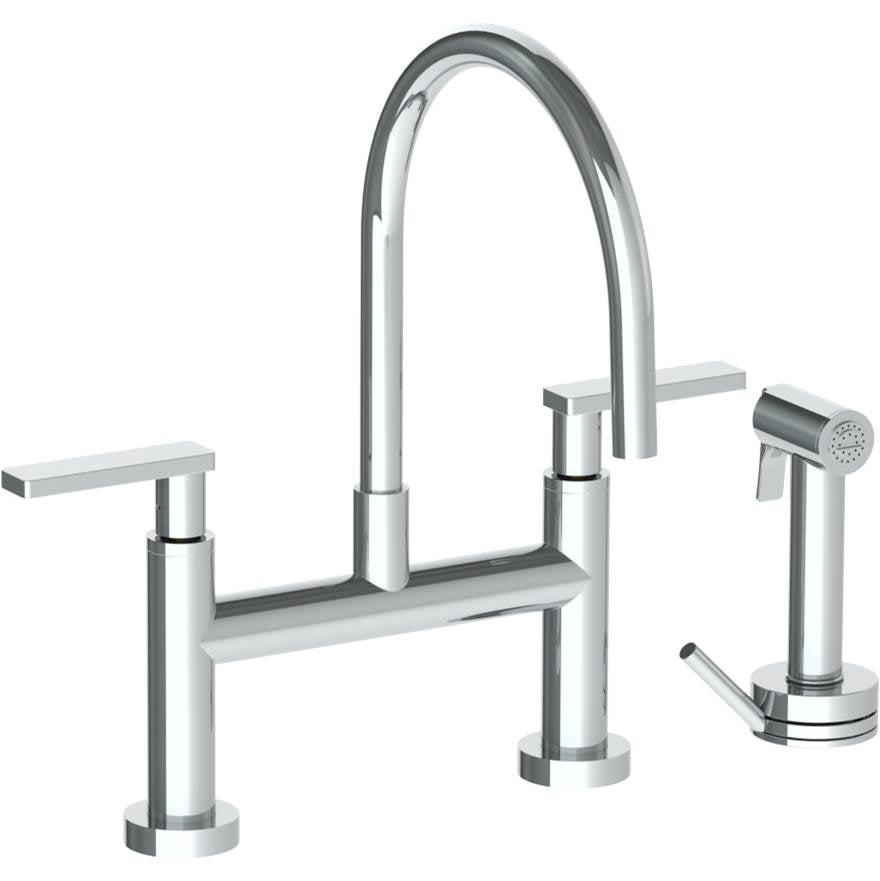 Watermark - Deck Mounted Bridge Gooseneck Kitchen Faucet with Independent Side Spray - Vintage Copper