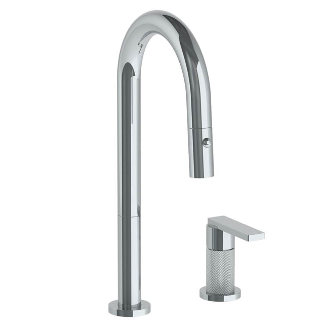 Watermark - Deck Mounted 2 Hole Gooseneck Prep Faucet with Pull Down Spray - Vintage Copper