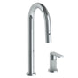 Watermark - Deck Mounted 2 Hole Gooseneck Prep Faucet with Pull Down Spray - Vintage Copper