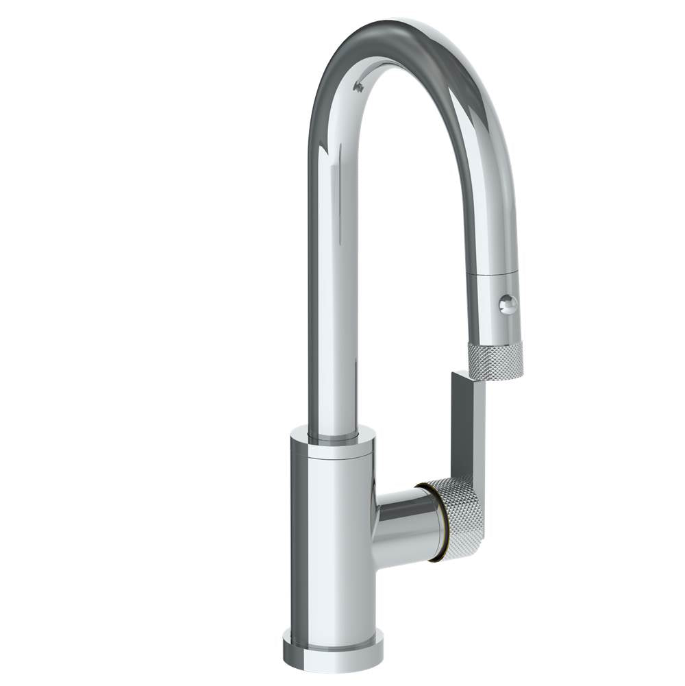Watermark - Deck Mounted 1 Hole Gooseneck Prep Faucet with Pull Down Spray - Vintage Copper