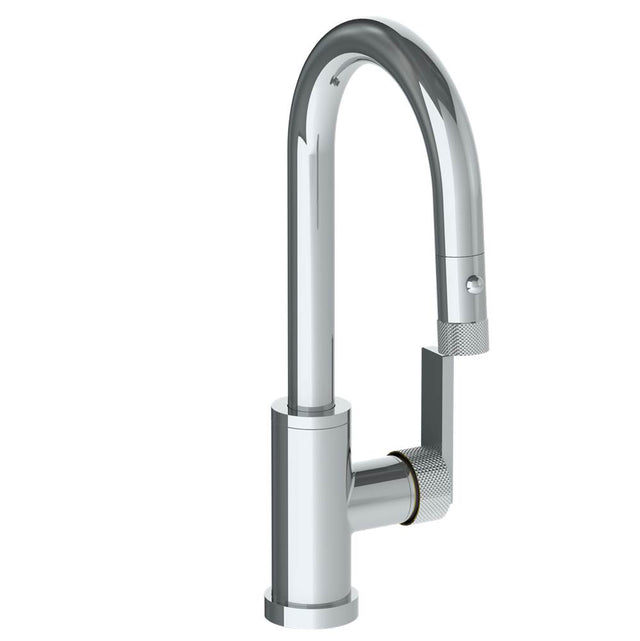 Watermark - Deck Mounted 1 Hole Gooseneck Prep Faucet with Pull Down Spray - Vintage Copper