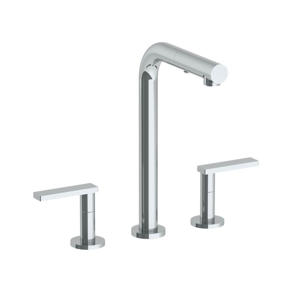 Watermark - Deck Mounted 3 Hole Square Top Prep Faucet with Pull Out Spray - Elite Brass