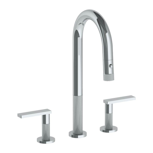 Watermark - Deck Mounted 3 Hole Gooseneck Prep Faucet with Pull Down Spray - Vintage Copper