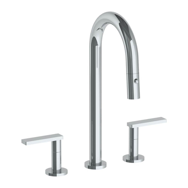Watermark - Deck Mounted 3 Hole Gooseneck Prep Faucet with Pull Down Spray - Vintage Copper