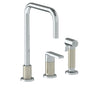 Watermark - Deck Mounted 3 Hole Square Top Kitchen Set -  Includes Side Spray - Vintage Copper
