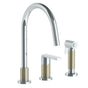 Watermark - Deck Mounted 3 Hole Gooseneck Kitchen Set -  Includes Side Spray - Vintage Copper