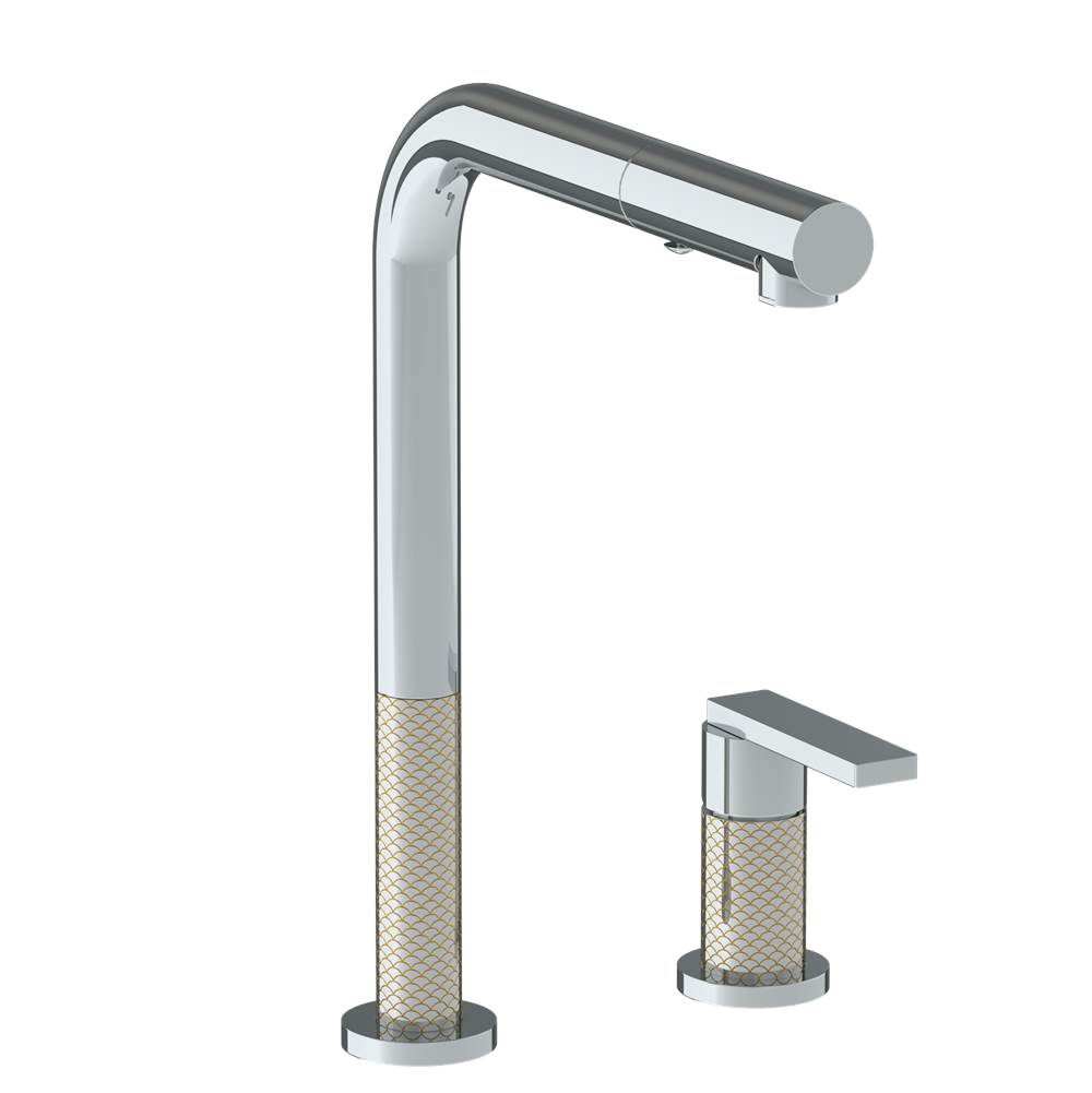Watermark - Deck Mounted 2 Hole Square Top Kitchen Faucet with Pull Out Spray - Vintage Copper