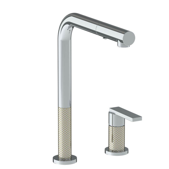 Watermark - Deck Mounted 2 Hole Square Top Kitchen Faucet with Pull Out Spray - Vintage Copper