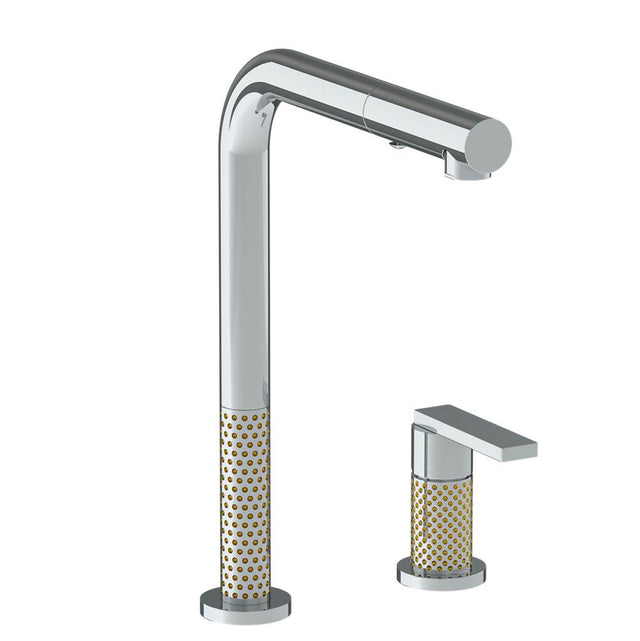 Watermark - Deck Mounted 2 Hole Square Top Kitchen Faucet with Pull Out Spray - Vintage Copper