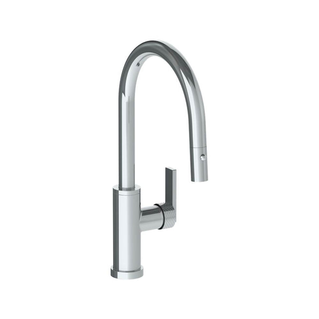 Watermark - Deck Mounted 1 Hole Gooseneck Kitchen Faucet with Pull Down Spray - Low Spout - Vintage Copper