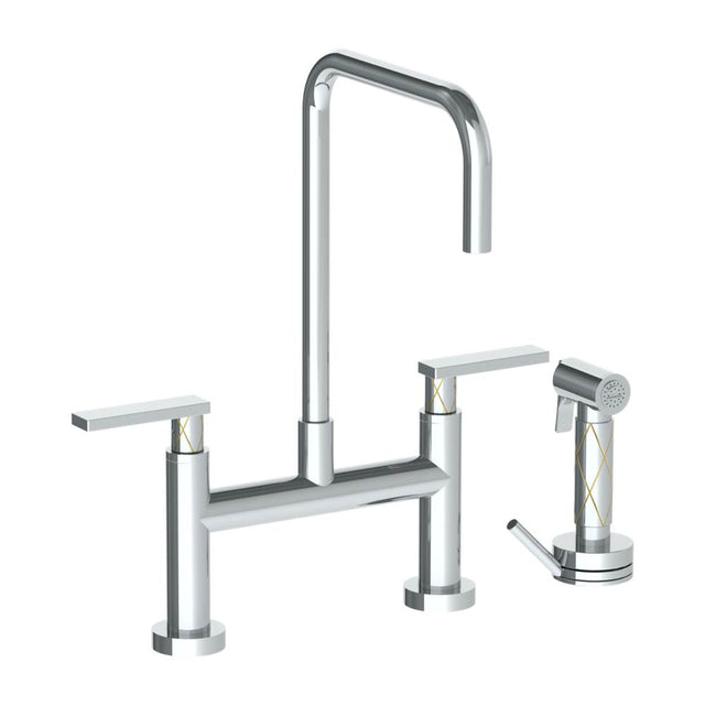 Watermark - Deck Mounted Bridge Square Top Kitchen Faucet with Independent Side Spray - Vintage Copper