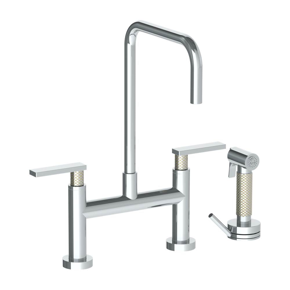Watermark - Deck Mounted Bridge Square Top Kitchen Faucet with Independent Side Spray - Vintage Copper
