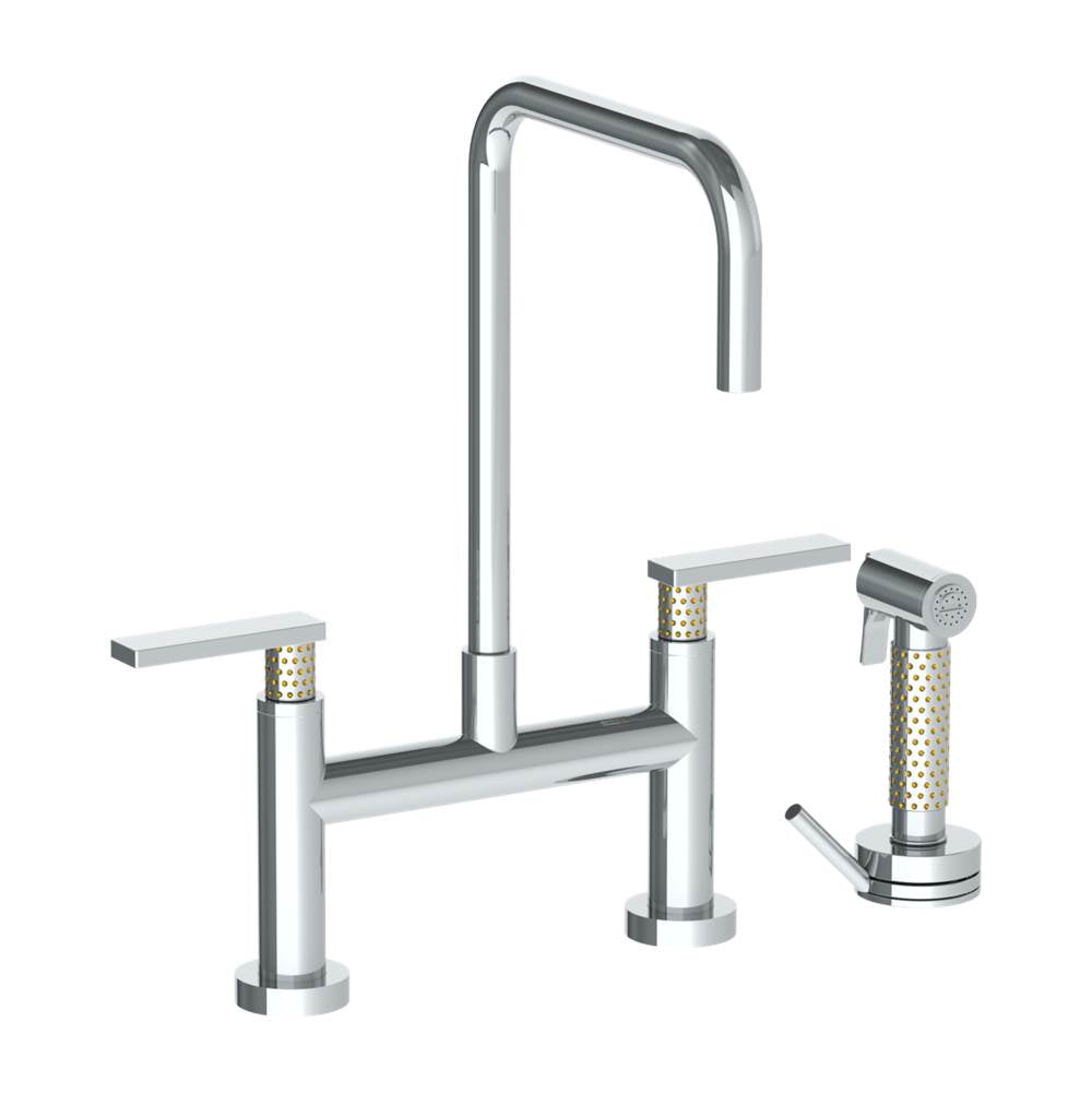 Watermark - Deck Mounted Bridge Square Top Kitchen Faucet with Independent Side Spray - Vintage Copper