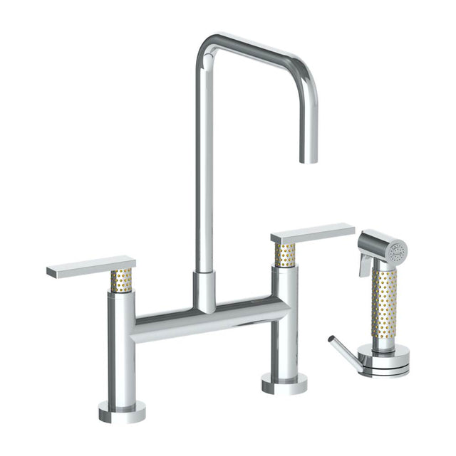 Watermark - Deck Mounted Bridge Square Top Kitchen Faucet with Independent Side Spray - Vintage Copper