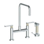 Watermark - Deck Mounted Bridge Square Top Kitchen Faucet with Independent Side Spray - Vintage Copper