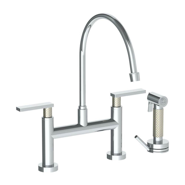 Watermark - Deck Mounted Bridge Extended Gooseneck Kitchen Faucet with Independent Side Spray - Vintage Copper