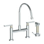 Watermark - Deck Mounted Bridge Extended Gooseneck Kitchen Faucet with Independent Side Spray - Vintage Copper