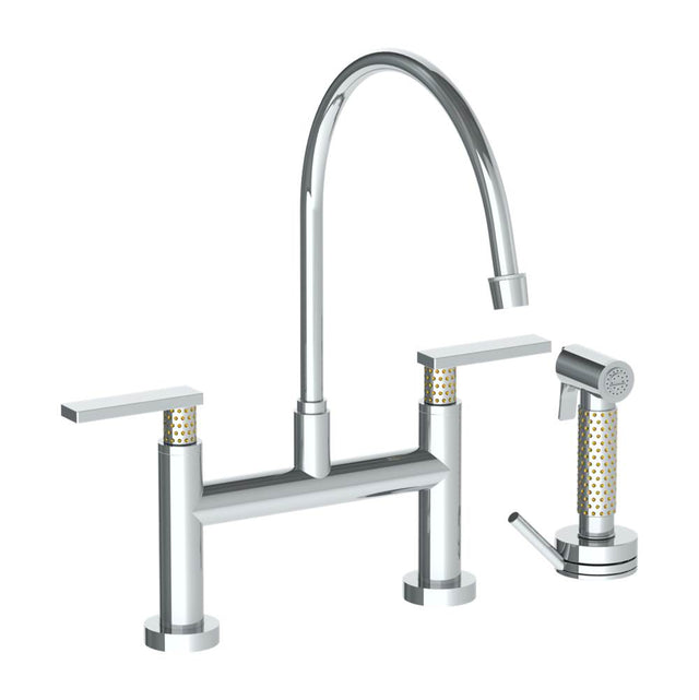 Watermark - Deck Mounted Bridge Extended Gooseneck Kitchen Faucet with Independent Side Spray - Vintage Copper
