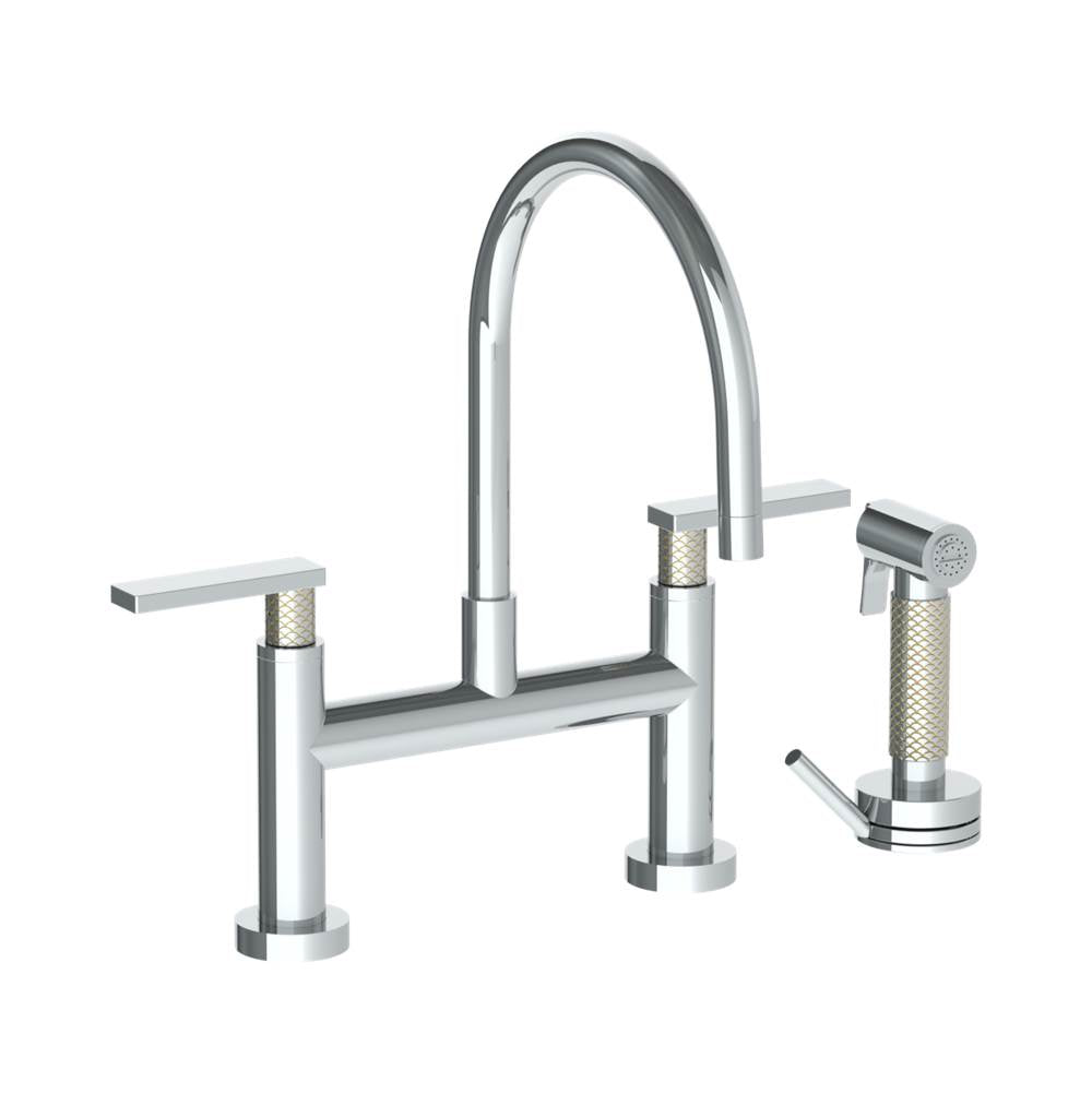Watermark - Deck Mounted Bridge Gooseneck Kitchen Faucet with Independent Side Spray - Vintage Copper