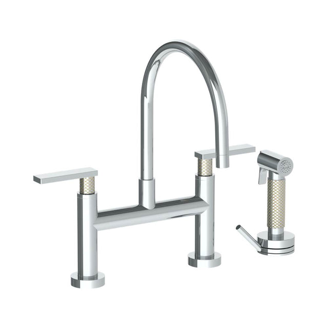 Watermark - Deck Mounted Bridge Gooseneck Kitchen Faucet with Independent Side Spray - Vintage Copper
