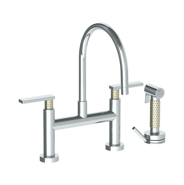 Watermark - Deck Mounted Bridge Gooseneck Kitchen Faucet with Independent Side Spray - Vintage Copper