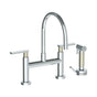 Watermark - Deck Mounted Bridge Gooseneck Kitchen Faucet with Independent Side Spray - Vintage Copper