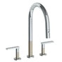 Watermark - Deck Mounted 3 Hole Gooseneck Kitchen Faucet with Pull Down Spray - Vintage Copper