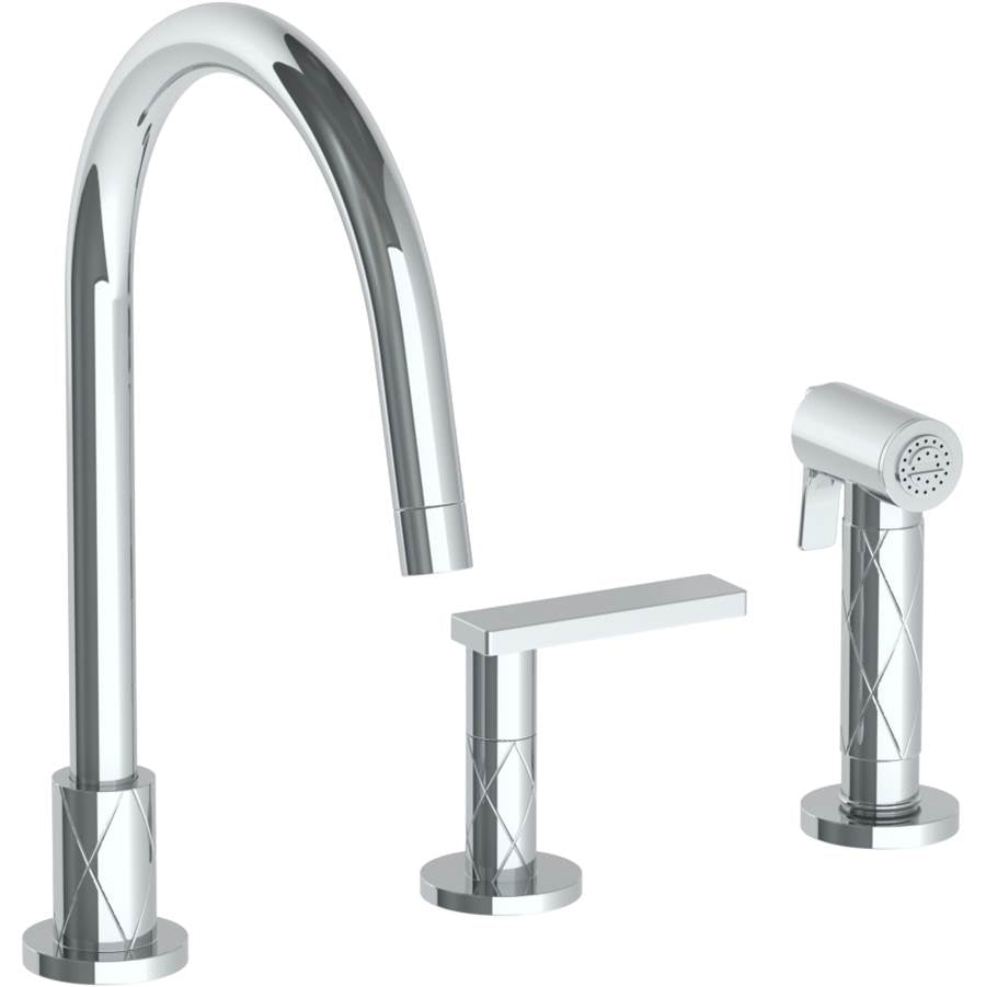 Watermark - Deck Mounted 3 Hole Gooseneck Kitchen Set -  Includes Side Spray - Vintage Copper