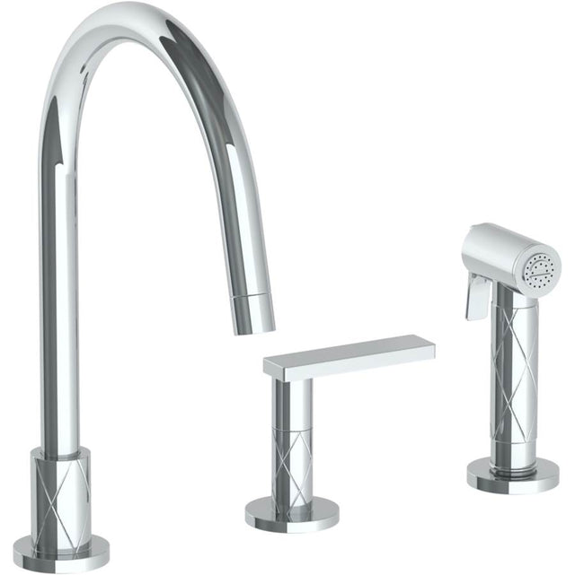 Watermark - Deck Mounted 3 Hole Gooseneck Kitchen Set -  Includes Side Spray - Vintage Copper