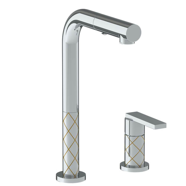 Watermark - Deck Mounted 2 Hole Square Top Prep Faucet with Pull Out Spray - Vintage Copper