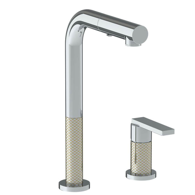 Watermark - Deck Mounted 2 Hole Square Top Prep Faucet with Pull Out Spray - Vintage Copper