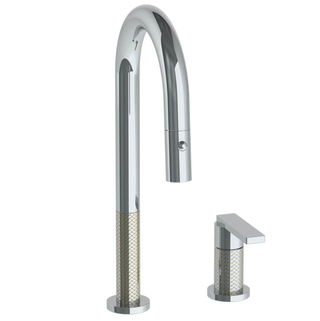 Watermark - Deck Mounted 2 Hole Gooseneck Prep Faucet with Pull Down Spray - Vintage Copper