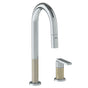 Watermark - Deck Mounted 2 Hole Gooseneck Prep Faucet with Pull Down Spray - Vintage Copper