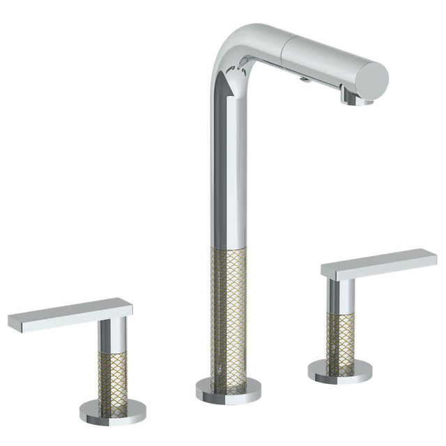 Watermark - Deck Mounted 3 Hole Square Top Prep Faucet with Pull Out Spray - Vintage Copper