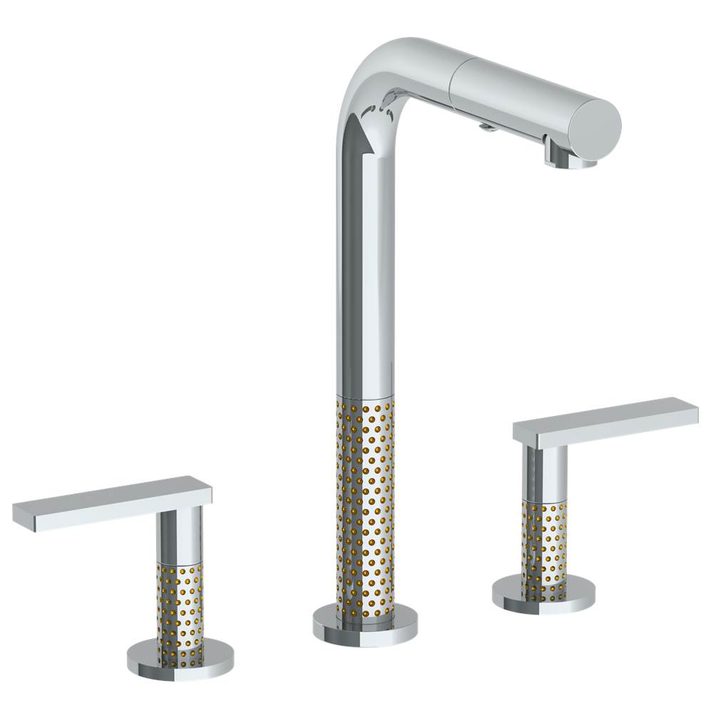 Watermark - Deck Mounted 3 Hole Square Top Prep Faucet with Pull Out Spray - Vintage Copper