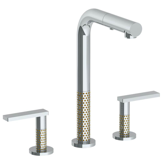 Watermark - Deck Mounted 3 Hole Square Top Prep Faucet with Pull Out Spray - Vintage Copper