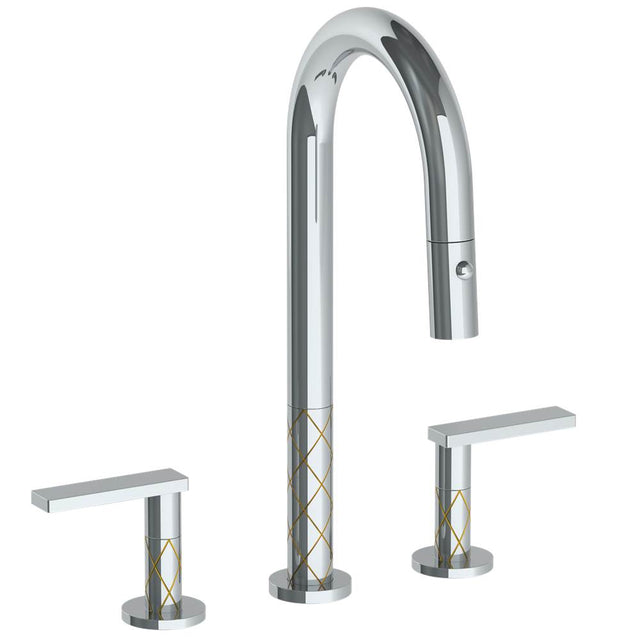 Watermark - Deck Mounted 3 Hole Gooseneck Prep Faucet with Pull Down Spray - Vintage Copper