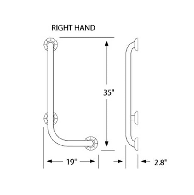 Watermark - 90 Degree Right Hand Angle- Loft Grab Bar - Vintage Copper