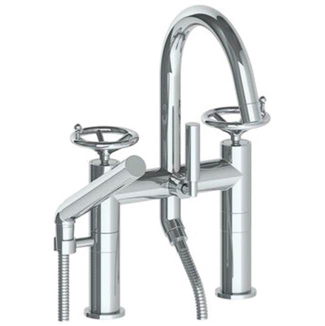 Watermark - Deck Mounted Exposed Gooseneck Bath Set with Hand Shower - Vintage Copper