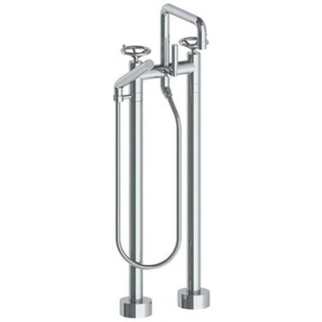 Watermark - Floor Standing Square Bath Set with Slim Hand Shower - Vintage Copper