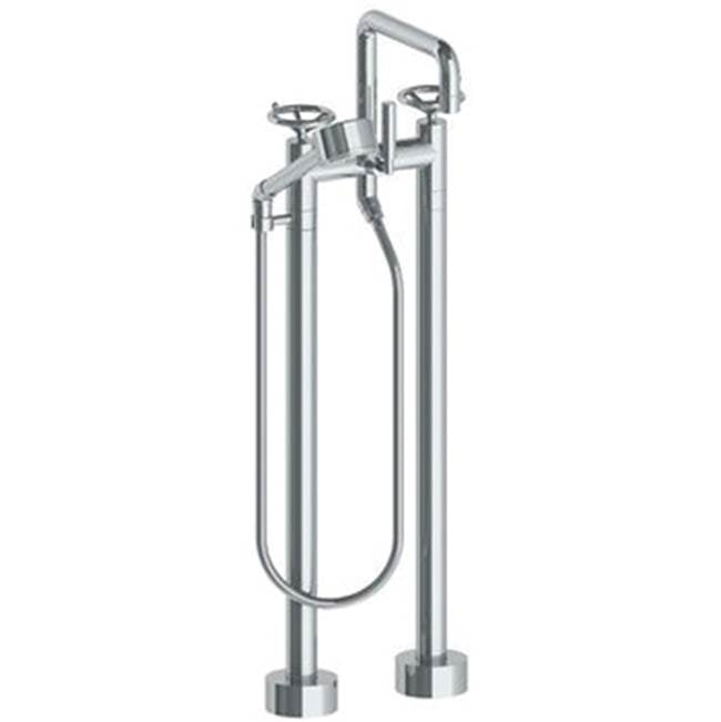 Watermark - Floor Standing Square Bath Set with Volume Hand Shower - Vintage Copper