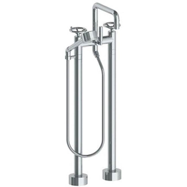 Watermark - Floor Standing Square Bath Set with Volume Hand Shower - Vintage Copper