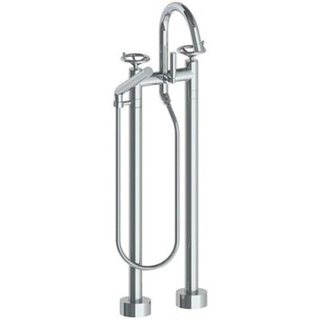 Watermark - Floor Standing Gooseneck Bath Set with Slim Hand Shower - Vintage Copper
