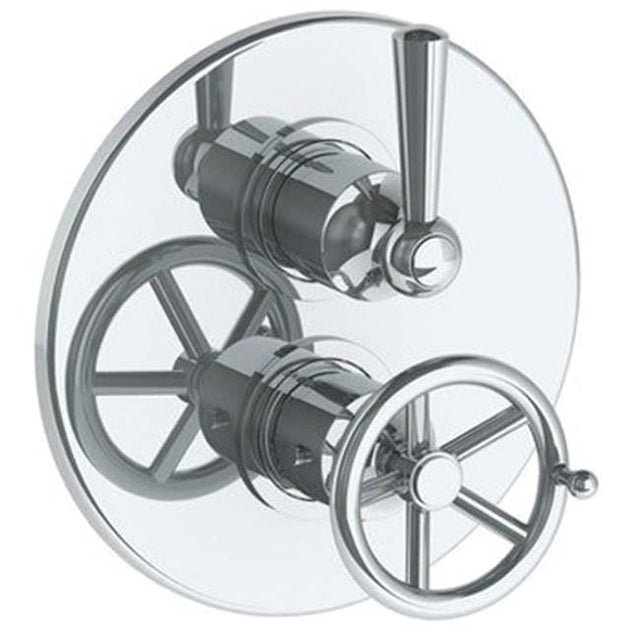Watermark - Wall Mounted Thermostatic Shower Trim with built-in control, 7 1/2'' dia. - Vintage Copper